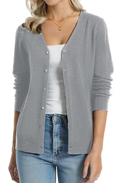 GENERAL QUALFORT Women's 100% Cotton Lightweight Cardigans Long Sleeve Knitte...