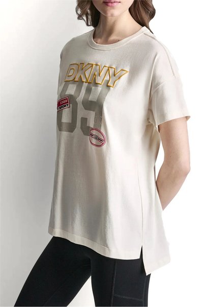 Dkny Kadın Sport Campus Pa Bisiklet Yaka T-Shirt Krem