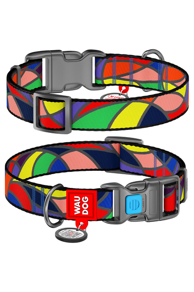 WAUDOG Zgardă de câine din nailon QR, model  "Stained Glass ", cataramă din p...