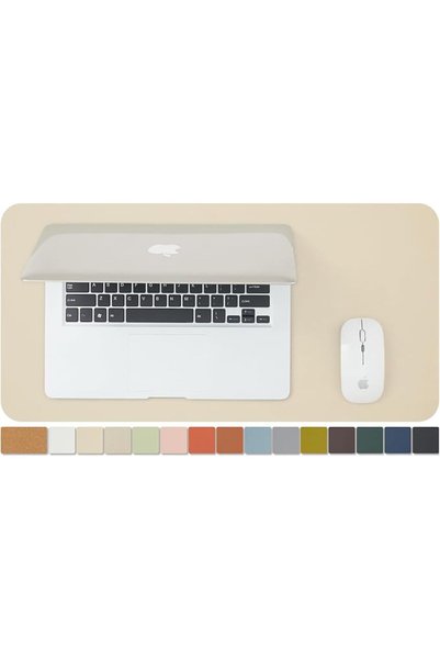 HOMIEAZICOZI Natural Cork Leather Large Desk Pad, Double-Sided Waterproof Des...