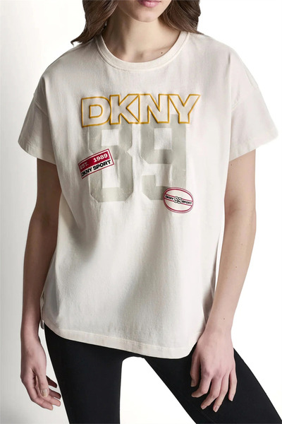 Dkny Kadın Sport Campus Pa Bisiklet Yaka T-Shirt Krem