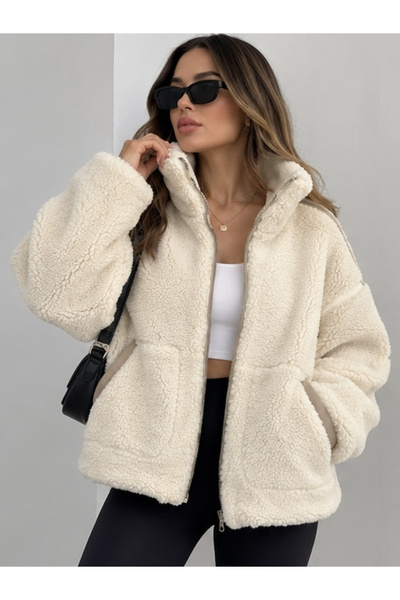 Genel Markalar Kadın Peluş Teddy Mont
