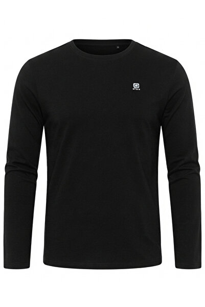 OMBRE Pánské tričko s dlouhým rukávem, slim fit, kulatý výstřih L175