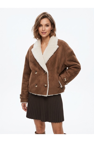 PAOLO FRAMINCO KM5008-2273 CAMEL/WHITE GERÇEK KÜRK CEKET