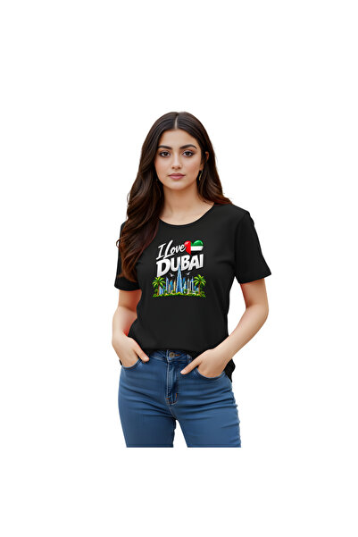 PRINTSHOP4ME I Love Dubai Adult Womens T-Shirt - Round Neck with Short Sleeve...