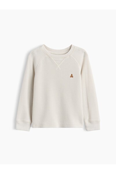 GAP Erkek Bebek Kırık Beyaz Textured Bisiklet Yaka T-Shirt