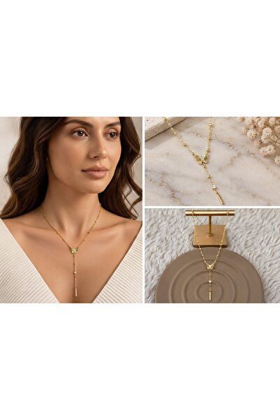 FM 💎   Premium Shiny and Stylish Gold Color Butterfly Detailed Dangle Steel ...