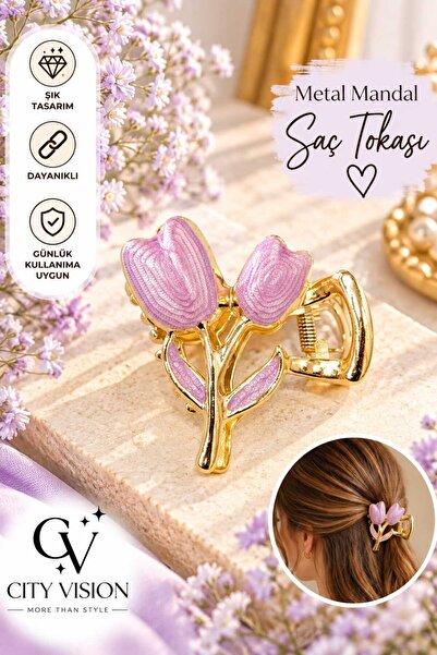 cityvision Dvostruka tulipan model, roze boje, metalna kopča za kosu, 8 cm, v...