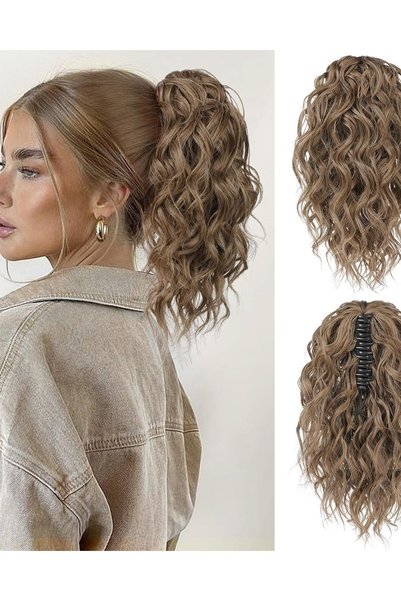 Flufymooz Extensie de păr, 30 cm, Ondulată, Voluminoasă, Cu clipsuri, Reziste...