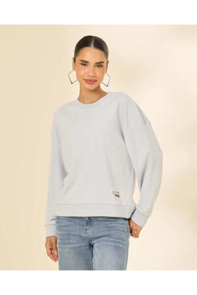 REDTAG Women Blue Round Neck Sweatshirt