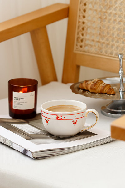 SİNEM YAMAN HOME Bloom Red 2-Piece Set 200 ml Handmade Ceramic Mug
