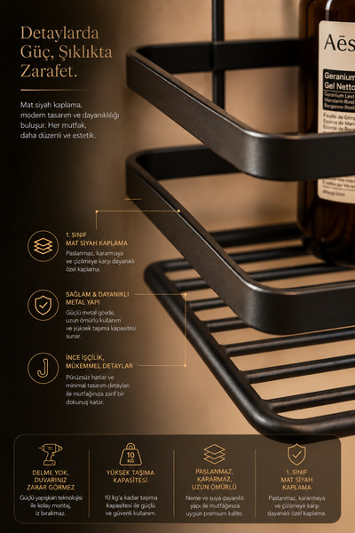 Wirewel Four Easy-To-Install Stainless Metal Cabinet Organizer Shelves, 4 Adhesive Kitchen Organizers