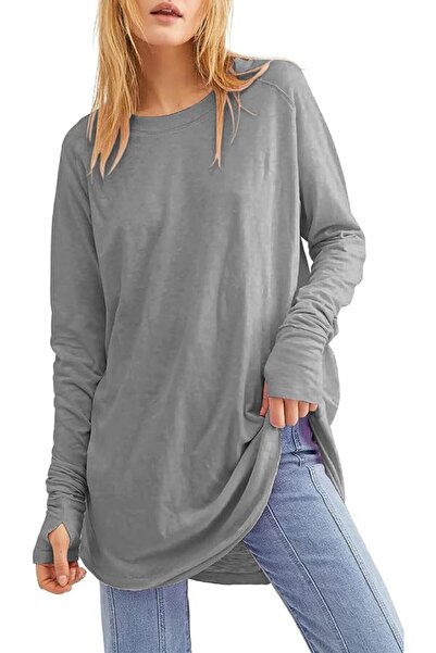 GENERAL Ebifin Long Sleeve Women's Long Shirt Crew Neck Long Sleeve Top Shirt...