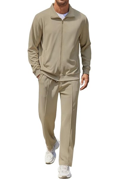 COOFANDY Men's Casual Sweatsuit 2 Piece Athletic Full Zip Tracksuit Jacquard ...