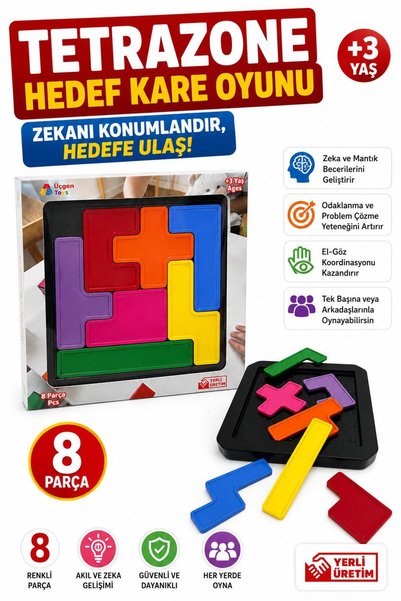 ÜÇGEN TOYS TETRAZONE HEDEF KARE OYUNU+ZEKA GELİŞİM OYUNU+MONSTESSORİ+BECERİ O...