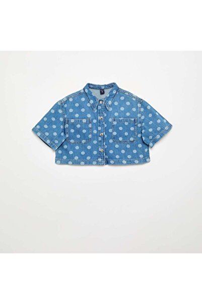 KIABI Polka Dot Denim Blouse Blue