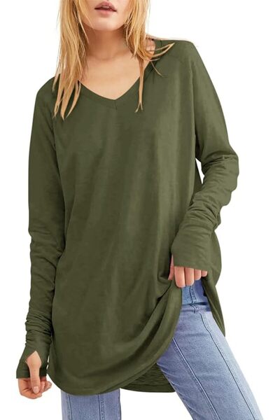 GENERAL Ebifin Long Sleeve Women's Long Shirt Crew Neck Long Sleeve Top Shirt...