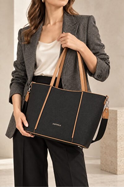 Just Polo Women's Hand and Shoulder Bag with Double Straps and Cross-Zipper, ...