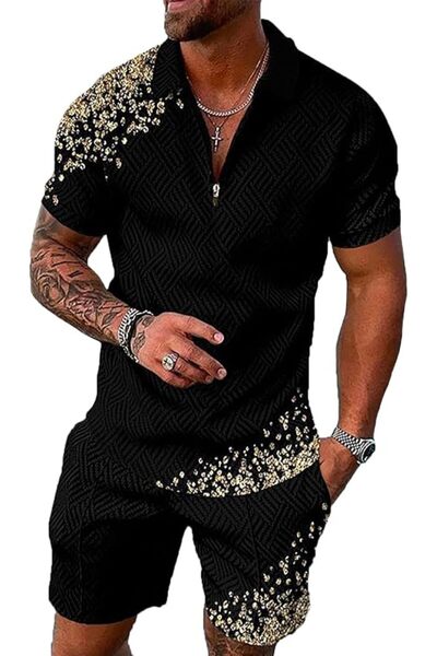 GENERAL BIRW Men‘s Track Suits 2 Piece Summer Short Sets Outfits Fashion Polo...