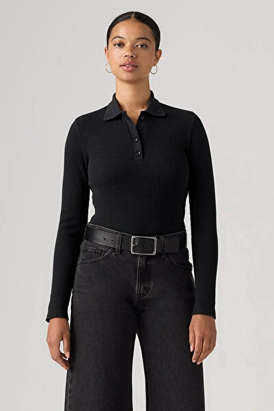 Levi's Rory Ls Anthracite Night Rib Siyah Polo Yaka Kazak