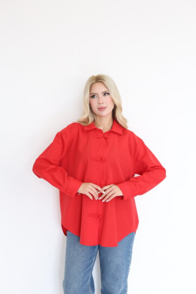 solena sln Women's Chinese Buttoned Trendy Basic Stylish Casual Shirt Suitabl...