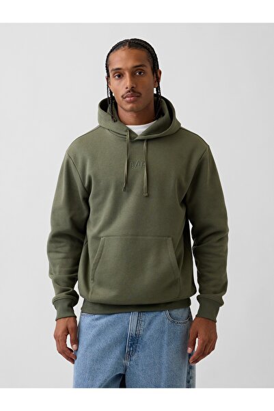 GAP Erkek Haki Relaxed Mini-Logo Sweatshirt