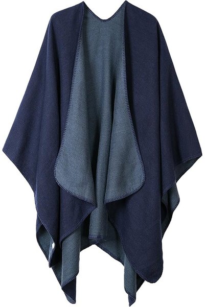 Urban CoCo Women's Color Block Shawl Wrap Open Front Poncho Cape