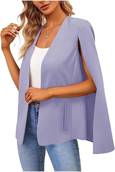 GENERAL Women's Cape Blazer Split Long Sleeve Open Front Blazer Jacket Busine...