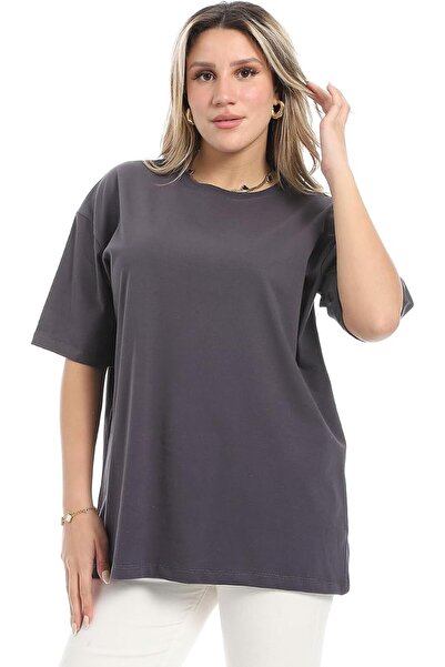 andora Womens Short Sleeve Shirt Oversized Plain Cotton