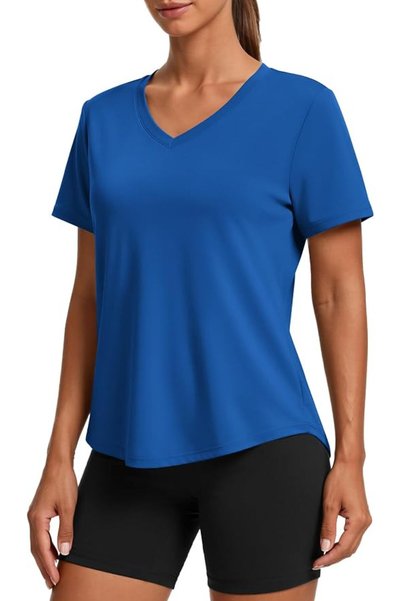GENERAL PINSPARK V Neck Workout Tops for Women Short Sleeve Quick Dry Shirts
