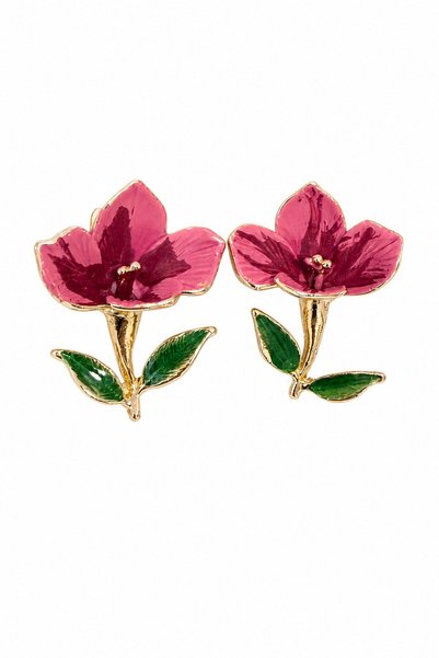nesdesignn Magnolia flower earrings (pink)
