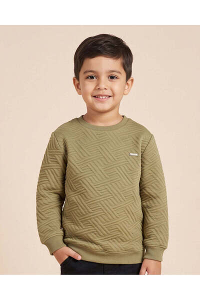 REDTAG Boys Green Jacquard Sweatshirt