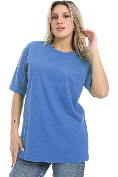andora Womens Short Sleeve Shirt Oversized Plain Cotton