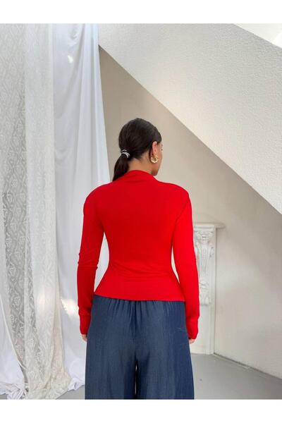 ALPŞAN TİCARET Women's High Neck Gathered Detailed Long Sleeve Basic Blouse – Stylish Casual Flexible Fit