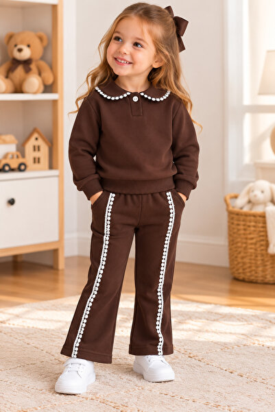 SANTRALBEBE Girl's Embroidered Baby Collar Suit with Shawl