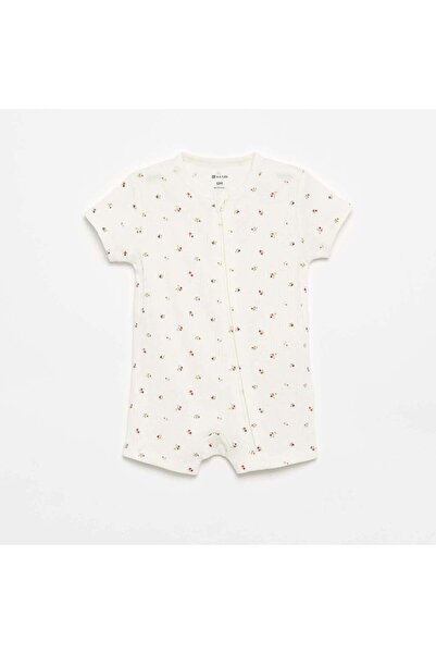 KIABI Short Ribbed Knit Sleepsuit White