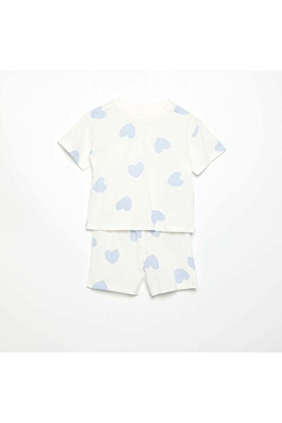 KIABI Printed Jersey 2-Piece Short Pyjamas White