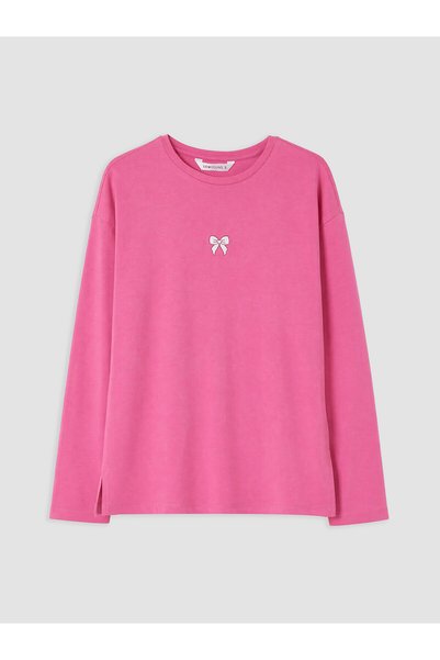 LC Waikiki Nevavm Farkıyla Lcw Young Pink Combed Cotton Embroidered Long Slee...