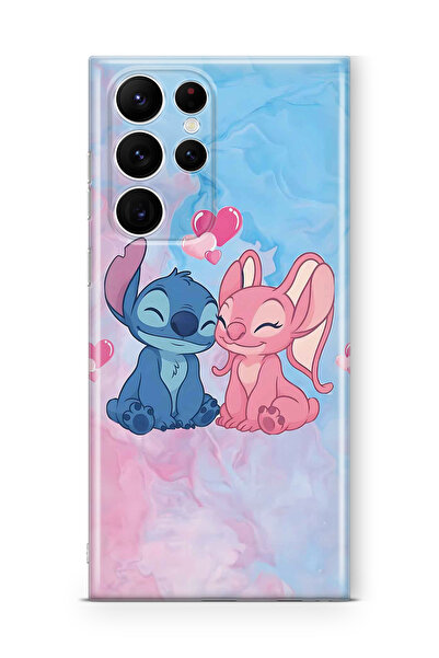FLAMENKO Samsung Galaxy S24 Ultra Compatible Stitch Angel Patterned Transparent Phone Case