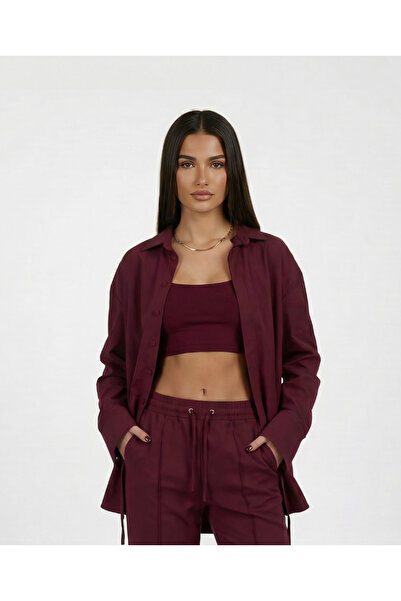 ŞEBNEM GÜNAY Burgundy Oversized Shirt