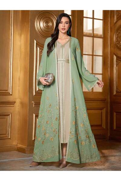Sheya Set rochie si cardigan, verde