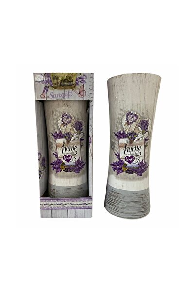OEM Vază ceramică, lavandă, Acasă e acolo unde-ți este inima, 20 cm