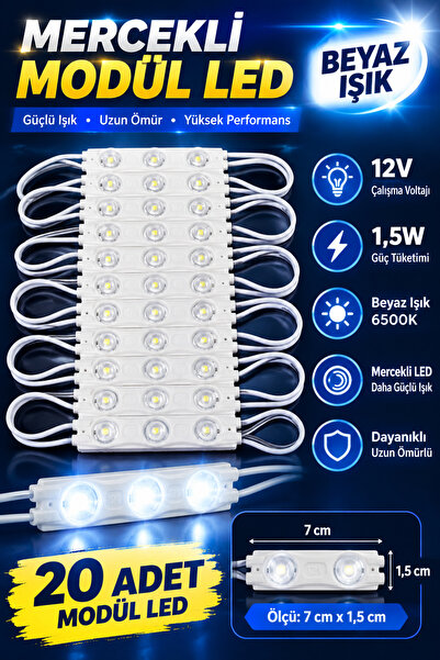 led evim akıllı aydınlatma çözümleri 20 Adet Mercekli 12v 1,5w Modül Led Beya...