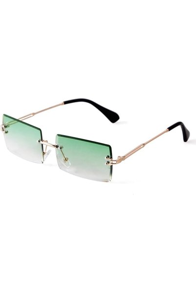 GENERAL SORVINO Rimless Rectangle Sunglasses for Women Men Trendy Fashion She...