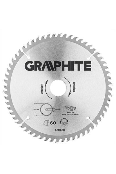graphite Panza ferastrau circular 60 dinti varfuri HM 200x30mm 57H678