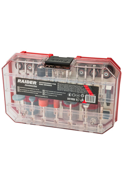 Raider Power Tools Set 227 accesorii pentru mini polizor drept in cutie