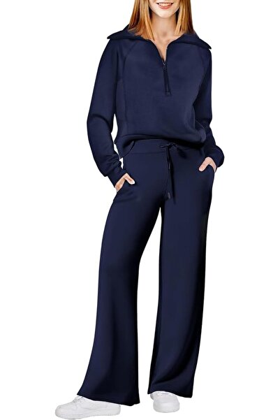 GENERAL Women's Two Piece Outfits Sweatsuit Sets Oversized Half Zip Sweatshir...