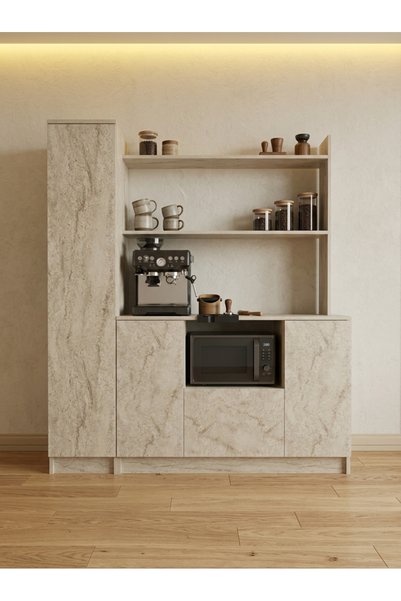 ORENMO Grande Çok Amaçlı Mutfak Dolabı ve Kahve Köşesi - 155 cm - K7513-8