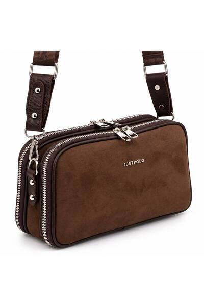Just Polo Women's Suede 5-Compartment Shoulder and Crossbody Bag (Size 27X18 cm)