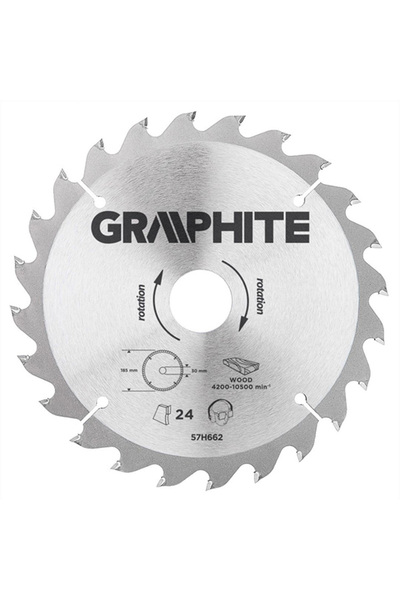 graphite Panza ferastrau circular 24 dinti varfuri HM 185x30mm 57H662